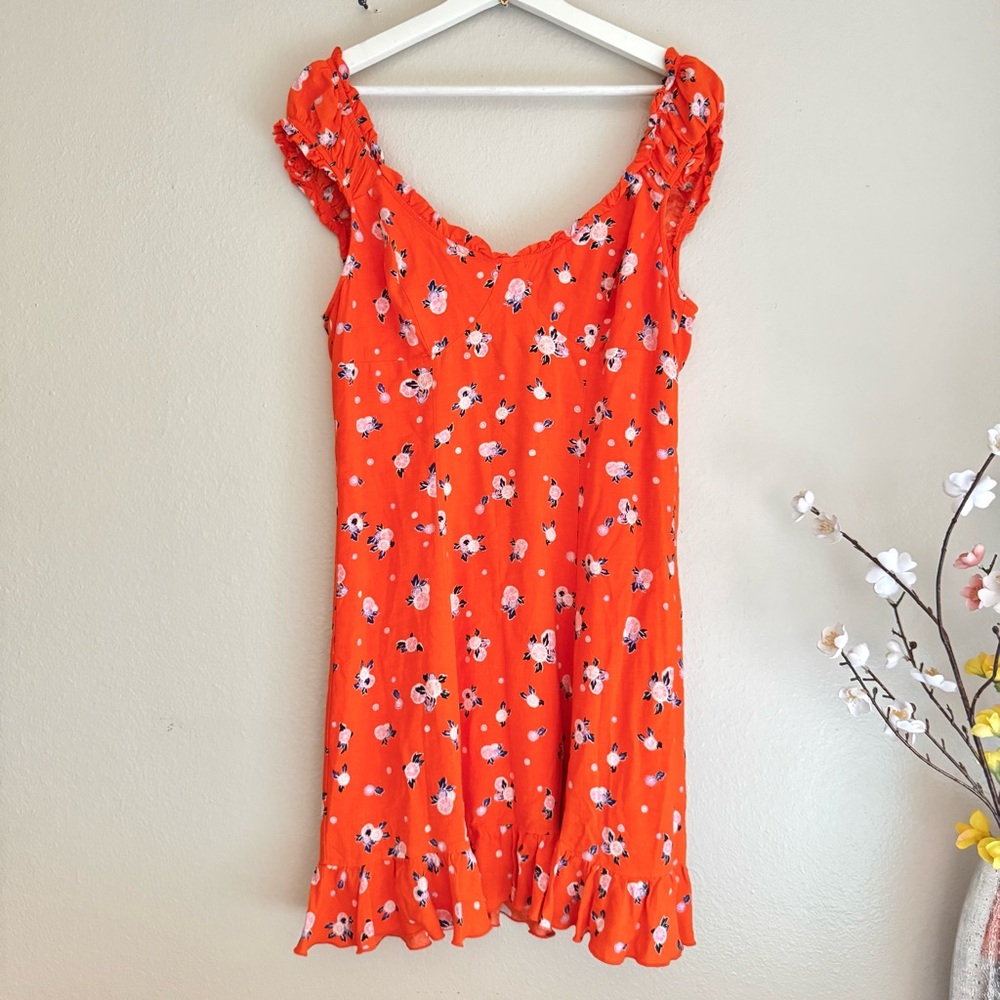 Free People Like A Lady Orange Floral dress - Picture 2 of 8